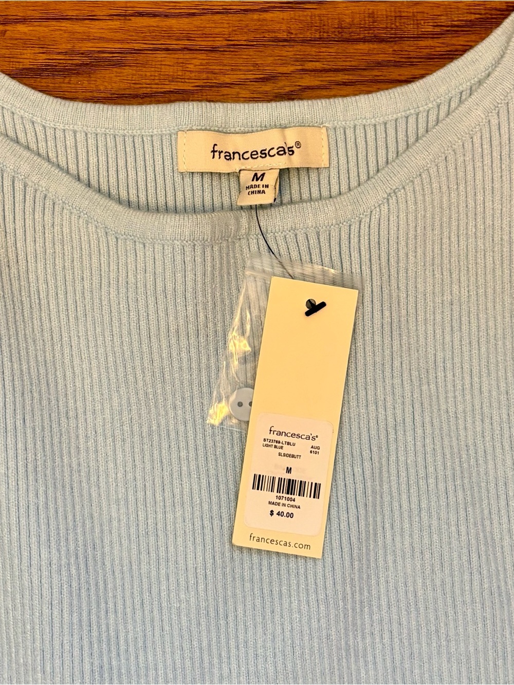 Francesca's Light Blue Ribbed Side-Button Tank - Picture 5 of 7